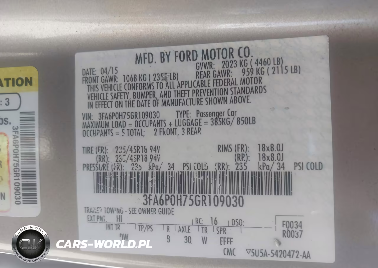 2016 Ford Fusion Se VIN:3FA6P0H75GR109030 - 9