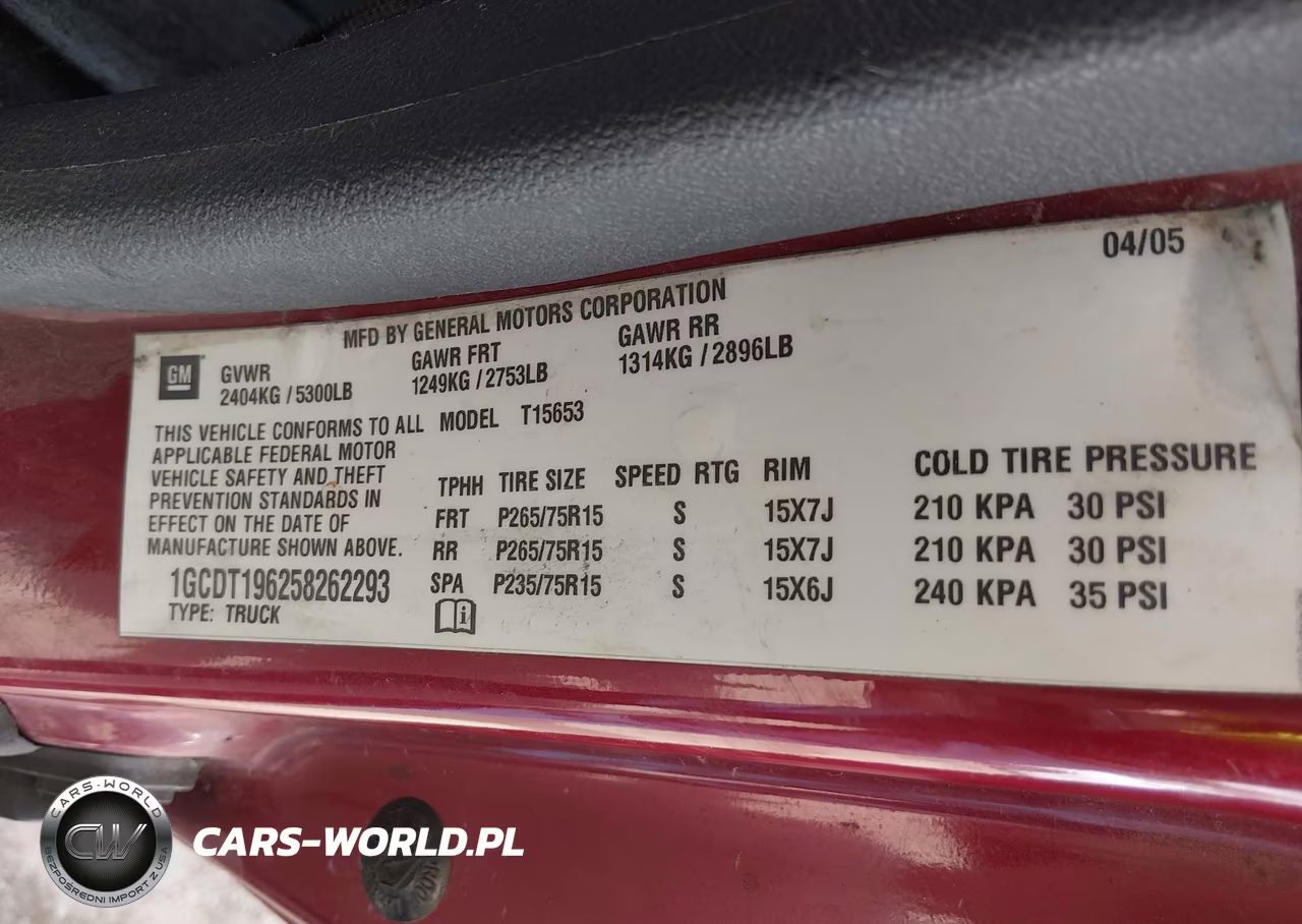 2005 Chevrolet Colorado Ls VIN:1GCDT196258262293 - 9