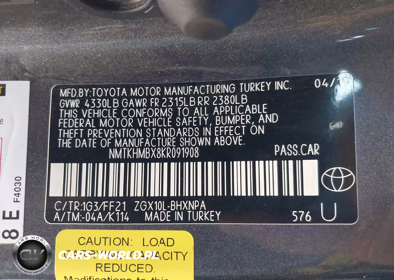 2019 Toyota C-Hr Xle VIN:NMTKHMBX8KR091908 - 9