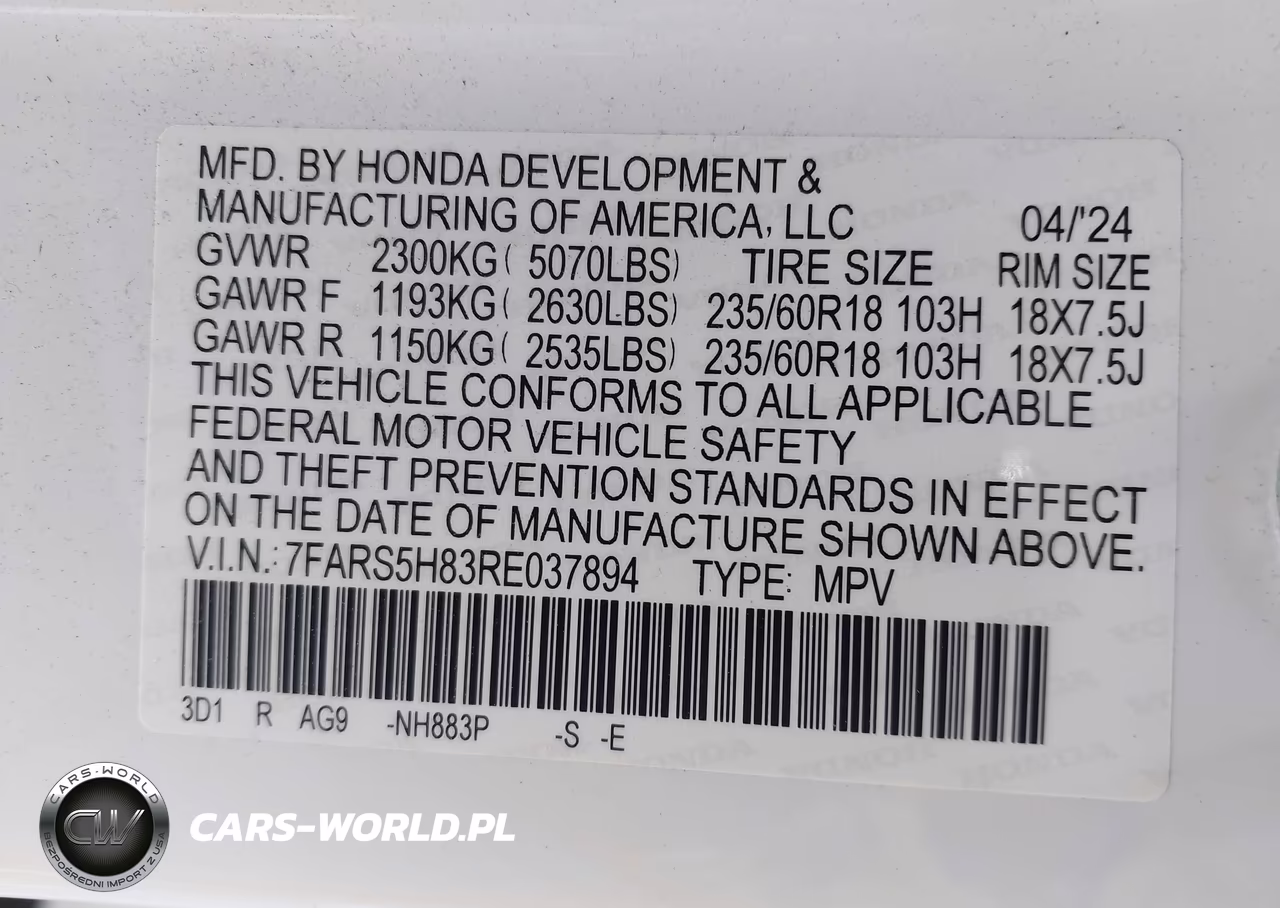 2024 Honda Cr-V Hybrid Sport-L VIN:7FARS5H83RE037894 - 9