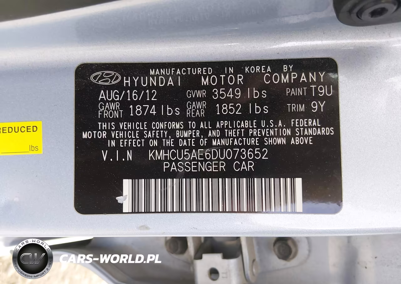 2013 Hyundai Accent Se VIN:KMHCU5AE6DU073652 - 9