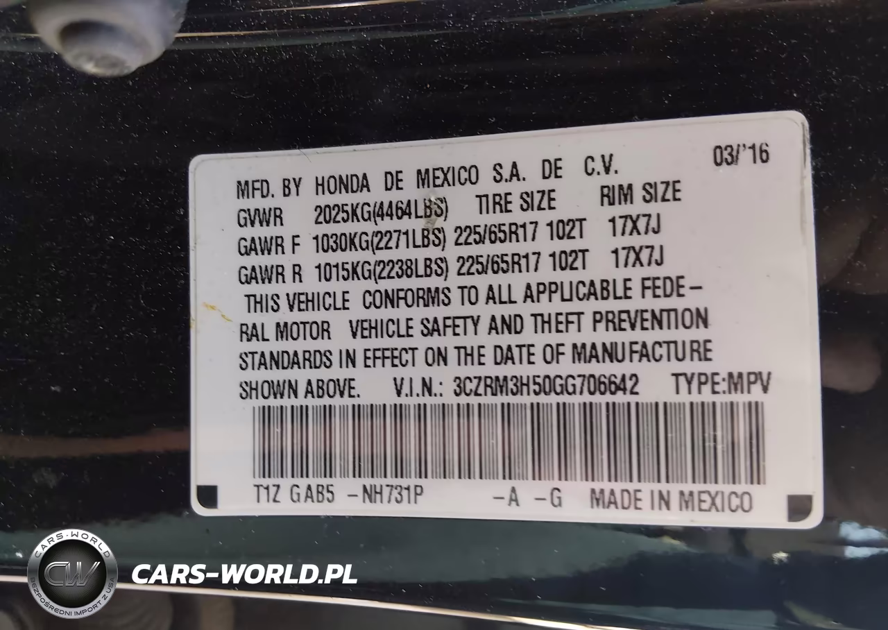 2016 Honda Cr-V Ex VIN:3CZRM3H50GG706642 - 9