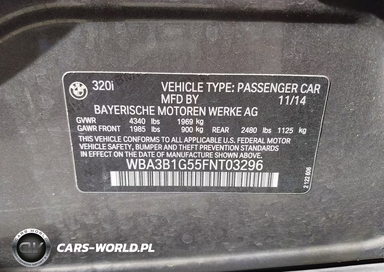 2015 BMW 320I VIN:WBA3B1G55FNT03296 - 9