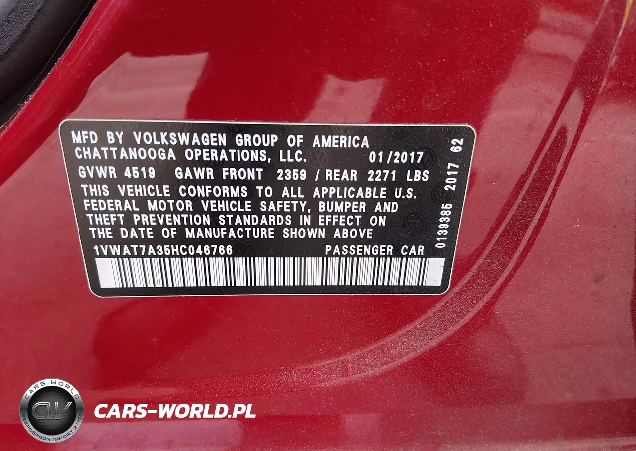 2017 Volkswagen Passat 1.8T S VIN:1VWAT7A35HC046766 - 9
