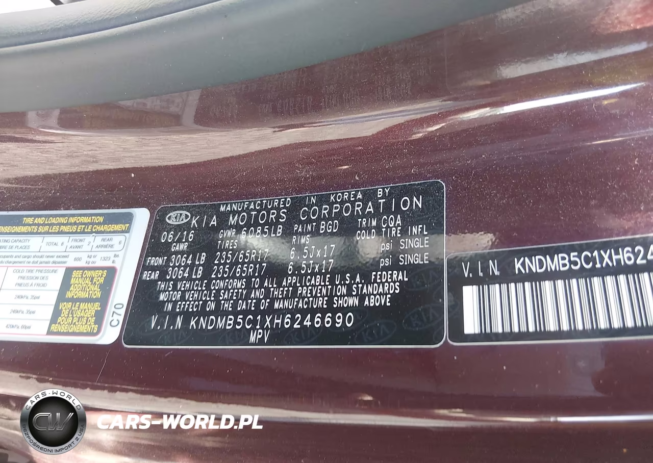 2017 Kia Sedona Lx VIN:KNDMB5C1XH6246690 - 9