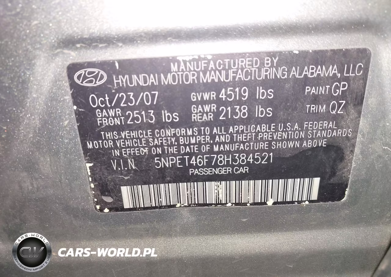 2008 Hyundai Sonata Gls V6 VIN:5NPET46F78H384521 - 9