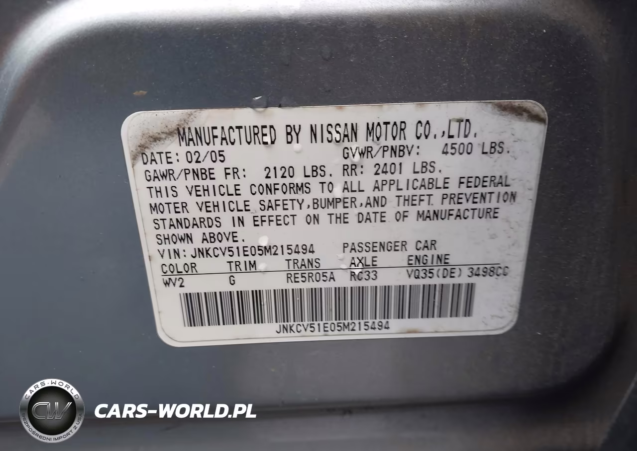 2005 Infiniti G35 VIN:JNKCV51E05M215494 - 9