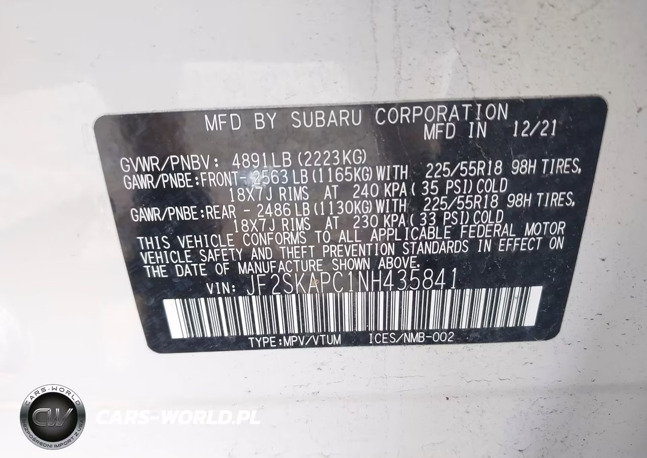 2022 Subaru Forester Limited VIN:JF2SKAPC1NH435841 - 9