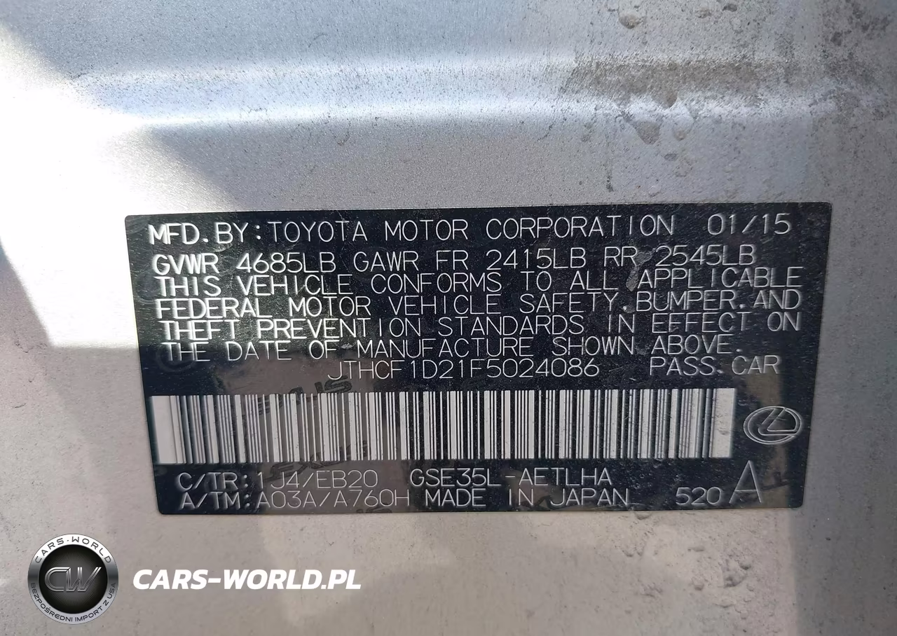 2015 Lexus Is 250 VIN:JTHCF1D21F5024086 - 9