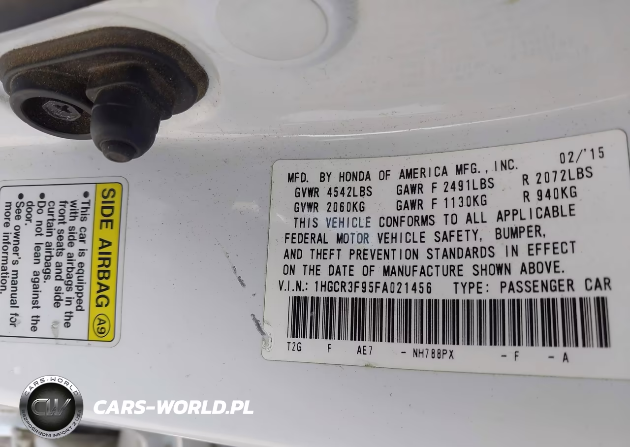 2015 Honda Accord Touring VIN:1HGCR3F95FA021456 - 9