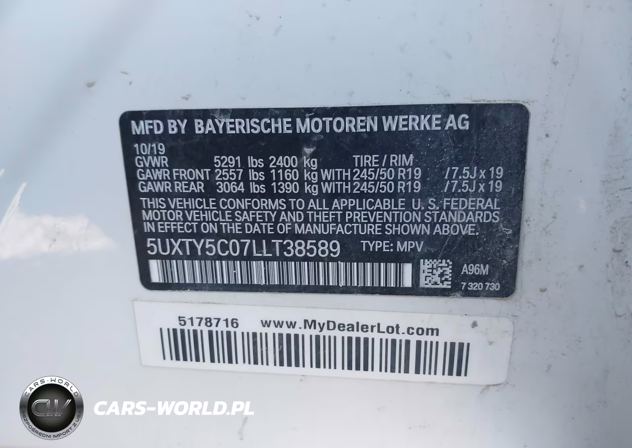 2020 BMW X3 xDrive30I VIN:5UXTY5C07LLT38589 - 9