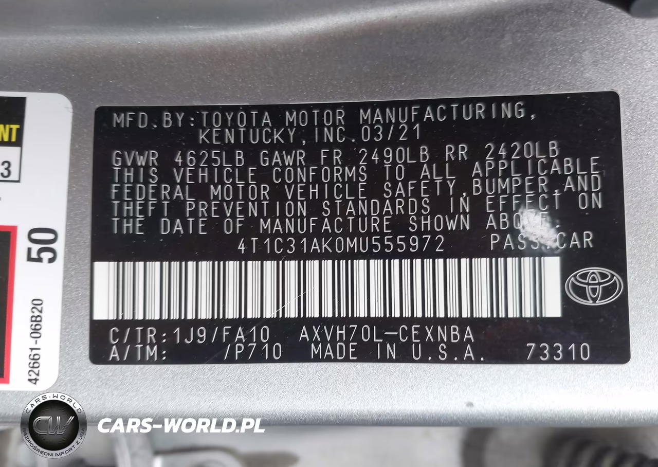 2021 Toyota Camry Le Hybrid VIN:4T1C31AK0MU555972 - 9