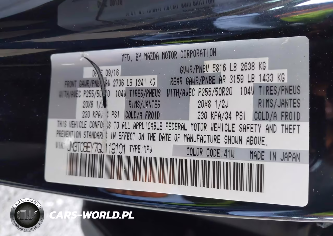 2016 Mazda Cx-9 Signature VIN:JM3TCBEY7G0119101 - 9