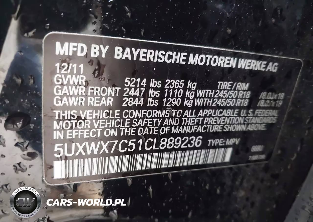 2012 BMW X3 xDrive35I VIN:5UXWX7C51CL889236 - 9