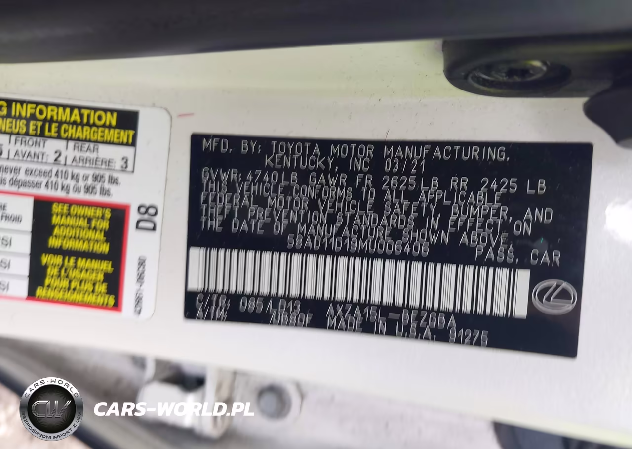 2021 Lexus Es 250 VIN:58AD11D19MU006406 - 9