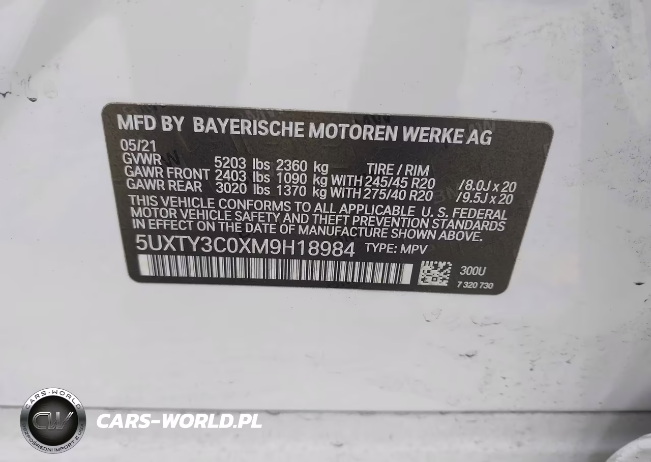 2021 BMW X3 Sdrive30I VIN:5UXTY3C0XM9H18984 - 9