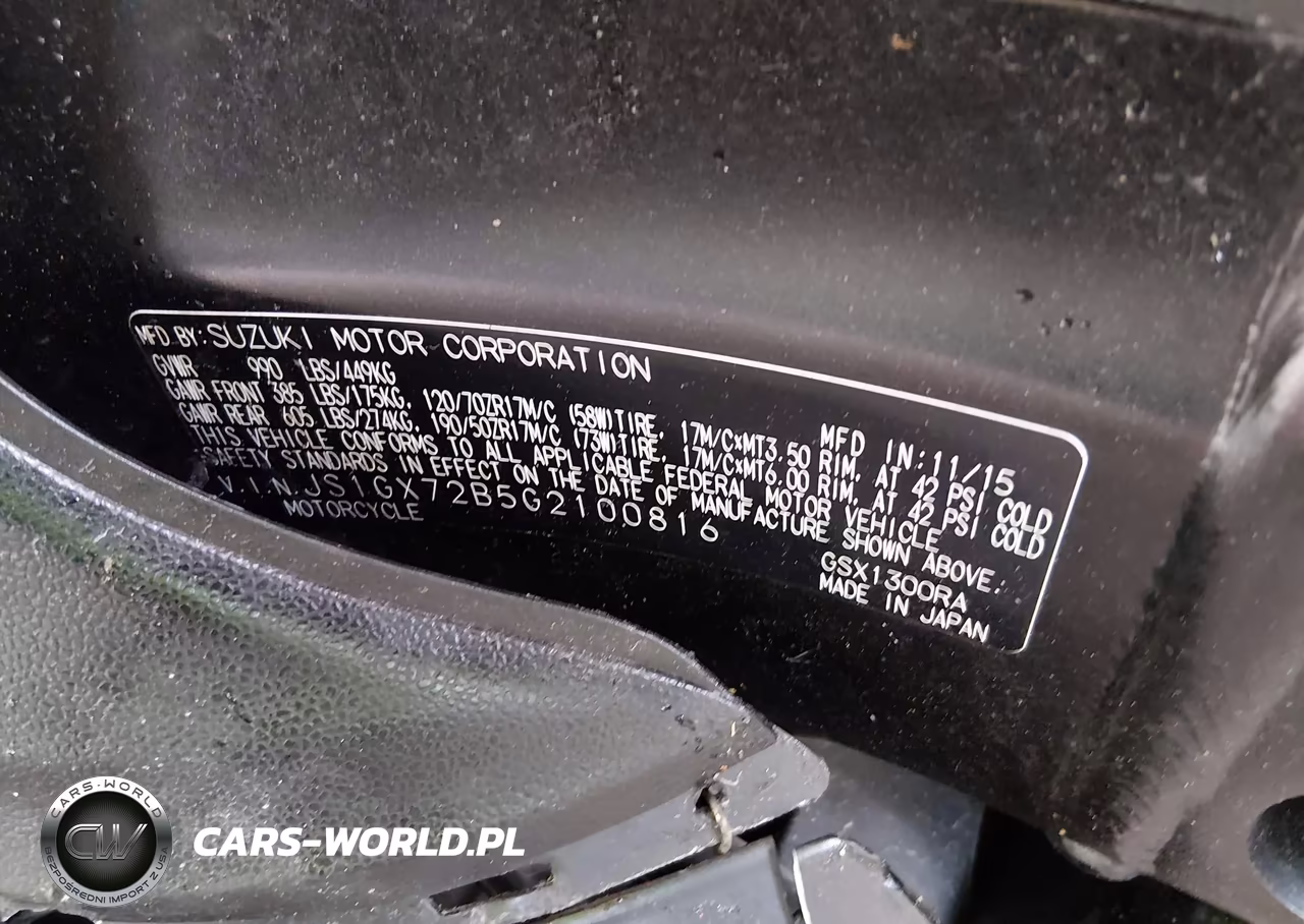 2016 Suzuki Gsx1300 Ra VIN:JS1GX72B5G2100816 - 10
