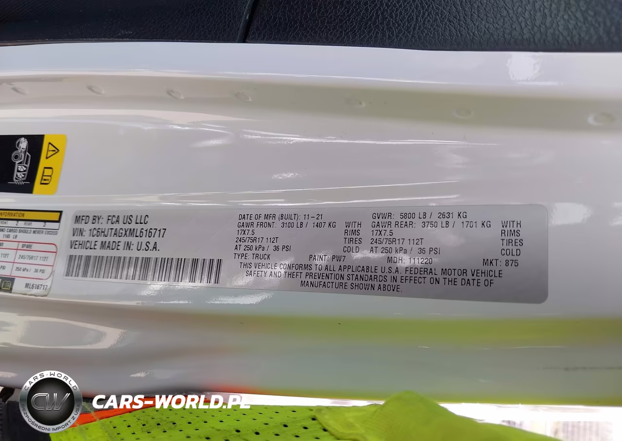 2021 Jeep Gladiator Sport S 4X4 VIN:1C6HJTAGXML616717 - 9