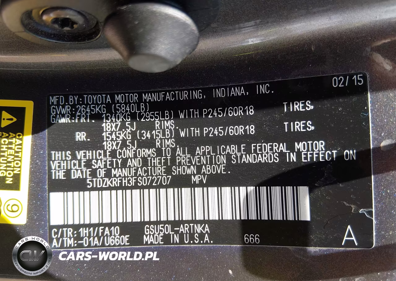 2015 Toyota Highlander VIN:5TDZKRFH3FS072707 - 9
