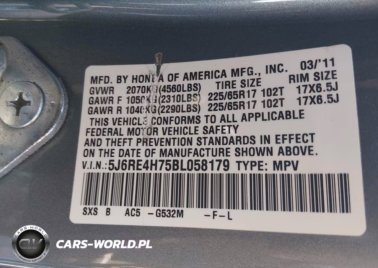 2011 Honda Cr-V Ex-L VIN:5J6RE4H75BL058179 - 9
