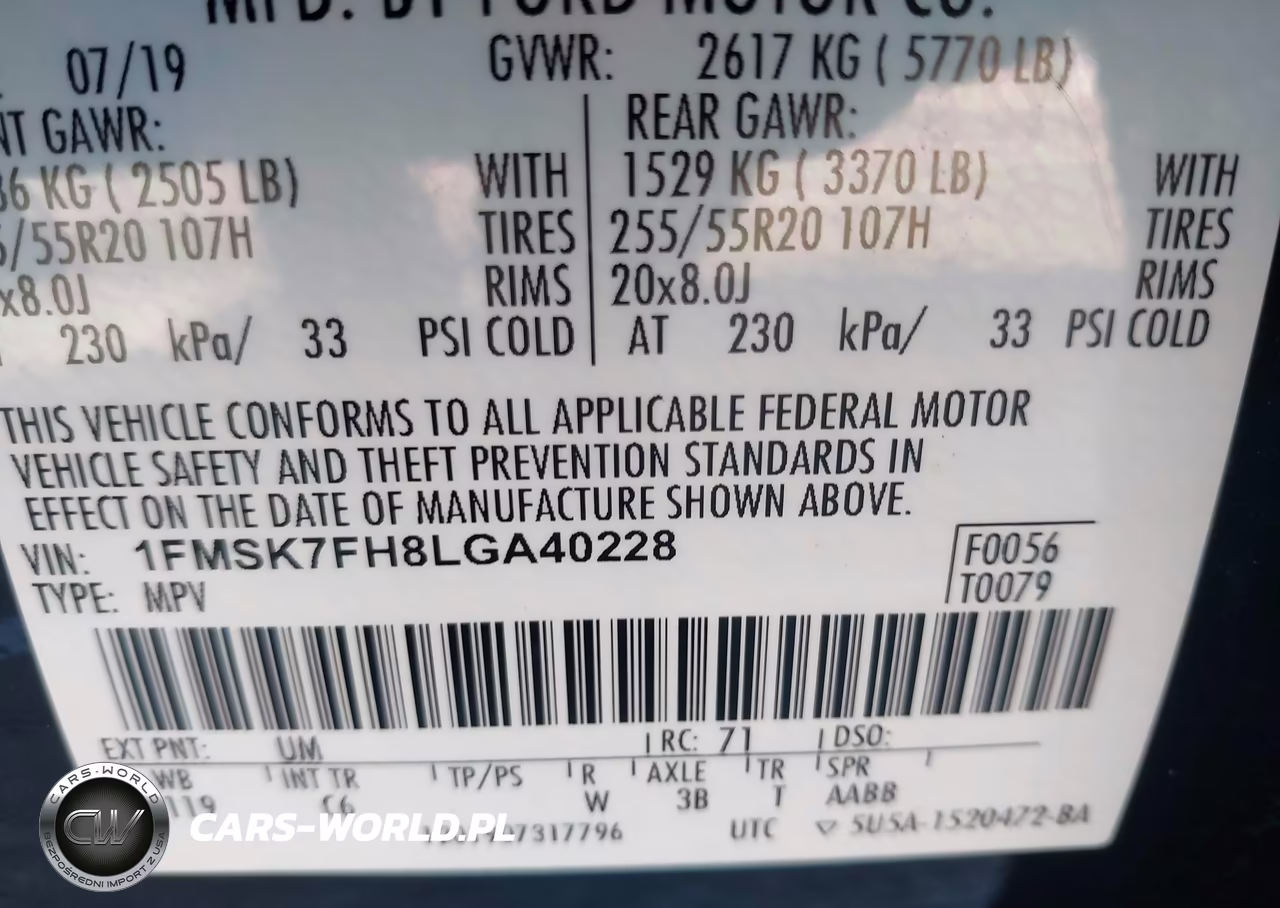 2020 Ford Explorer Limited VIN:1FMSK7FH8LGA40228 - 9