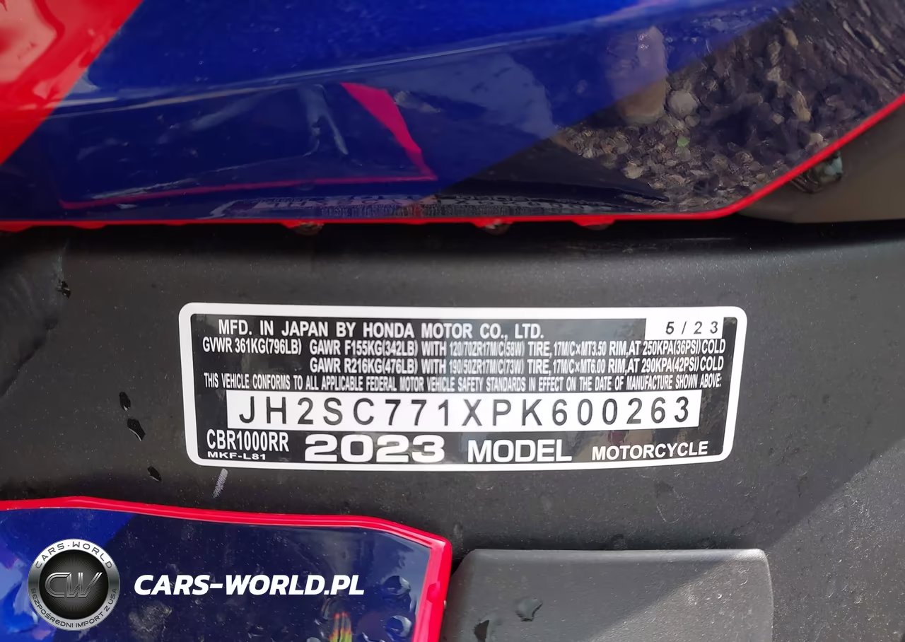2023 Honda Cbr1000 Rr VIN:JH2SC771XPK600263 - 10