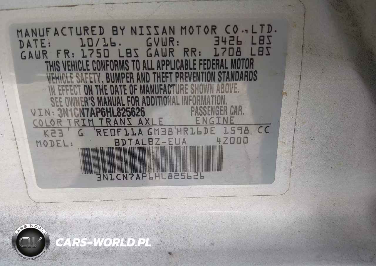 2017 Nissan Versa 1.6 Sv VIN:3N1CN7AP6HL825626 - 9