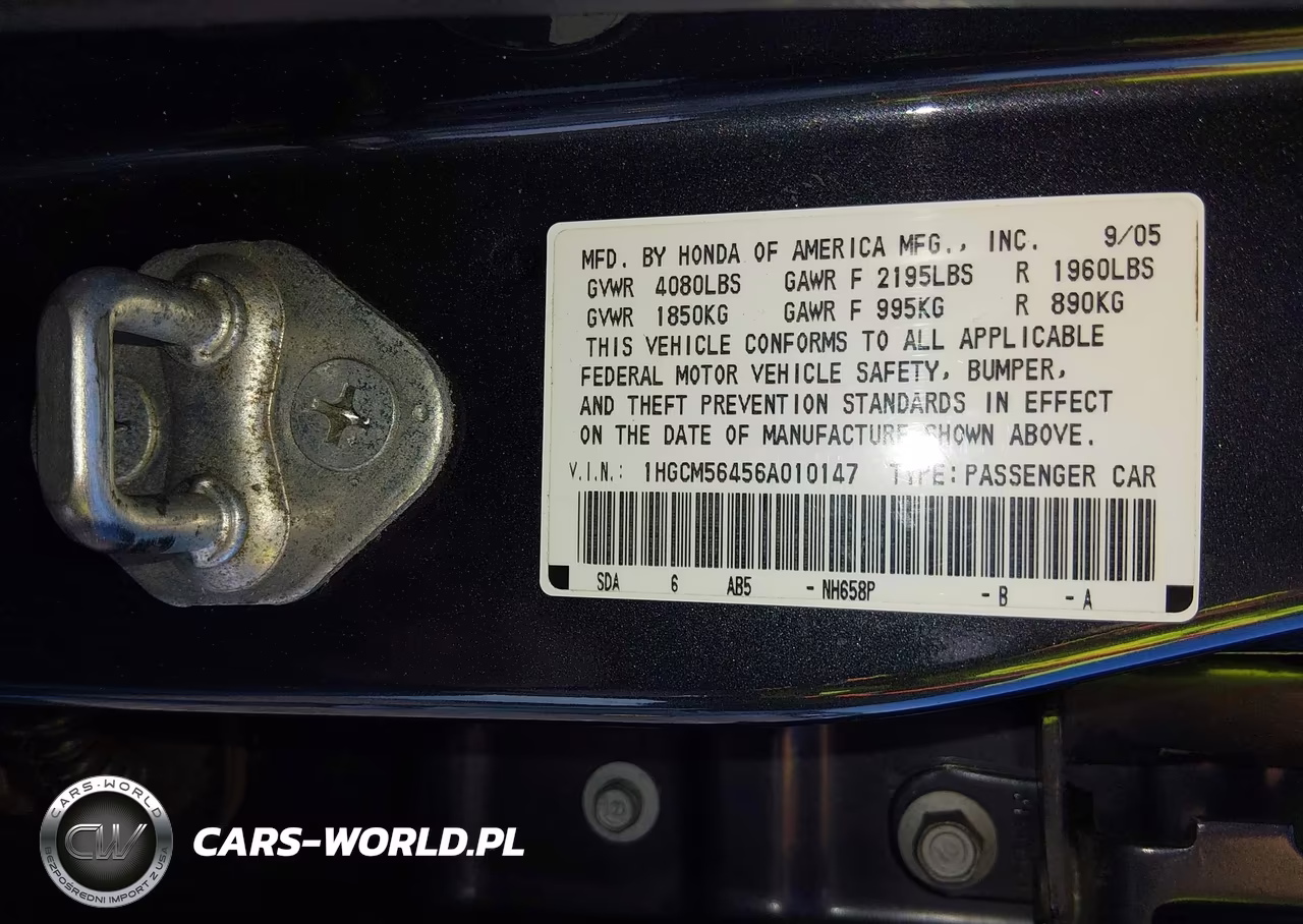 2006 Honda Accord 2.4 Lx VIN:1HGCM56456A010147 - 9