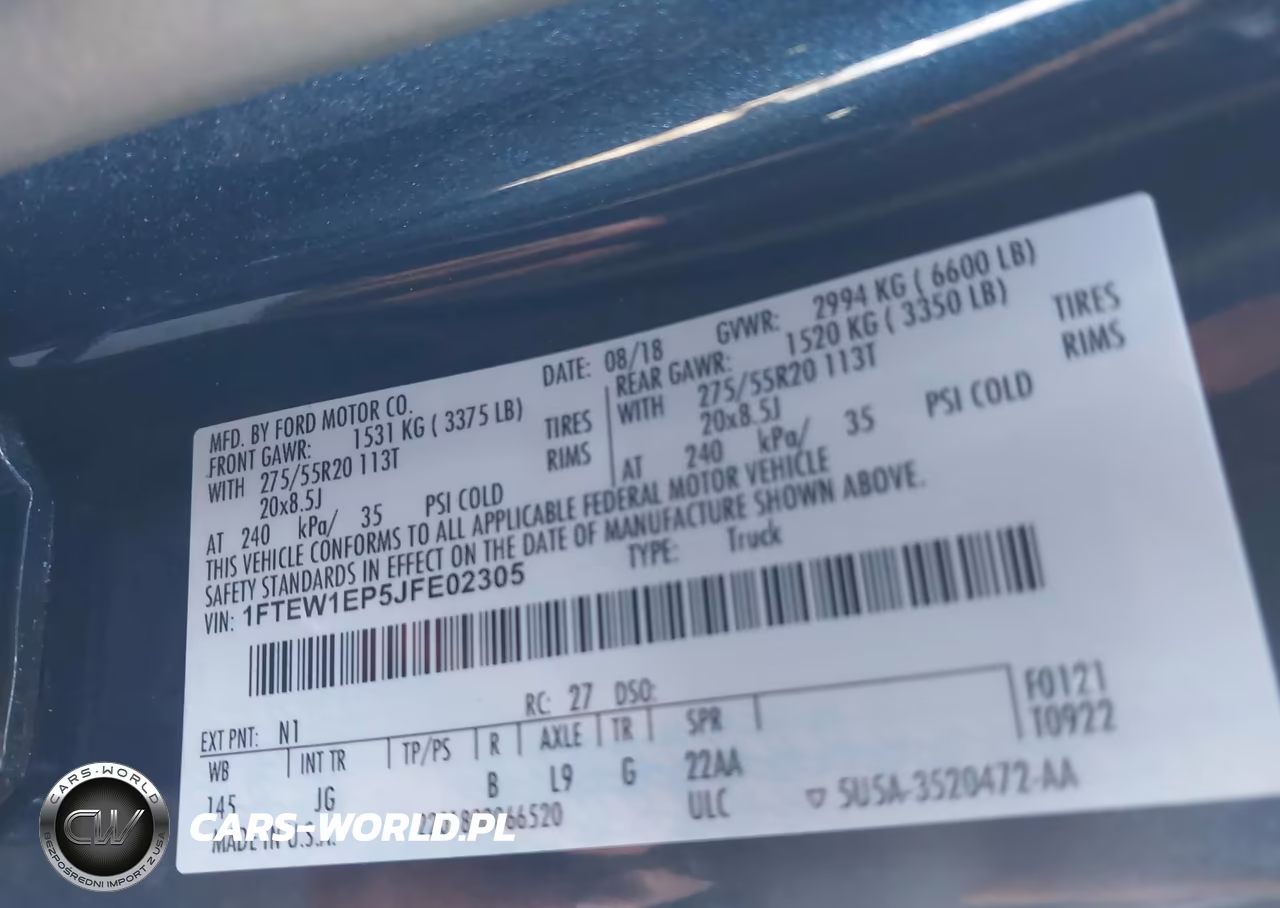 2018 Ford F-150 Xl VIN:1FTEW1EP5JFE02305 - 9
