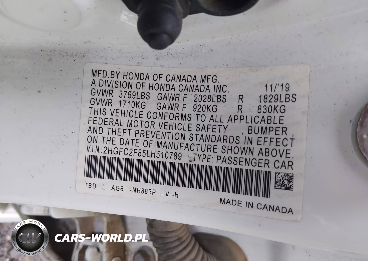 2020 Honda Civic Sport VIN:2HGFC2F85LH510789 - 9