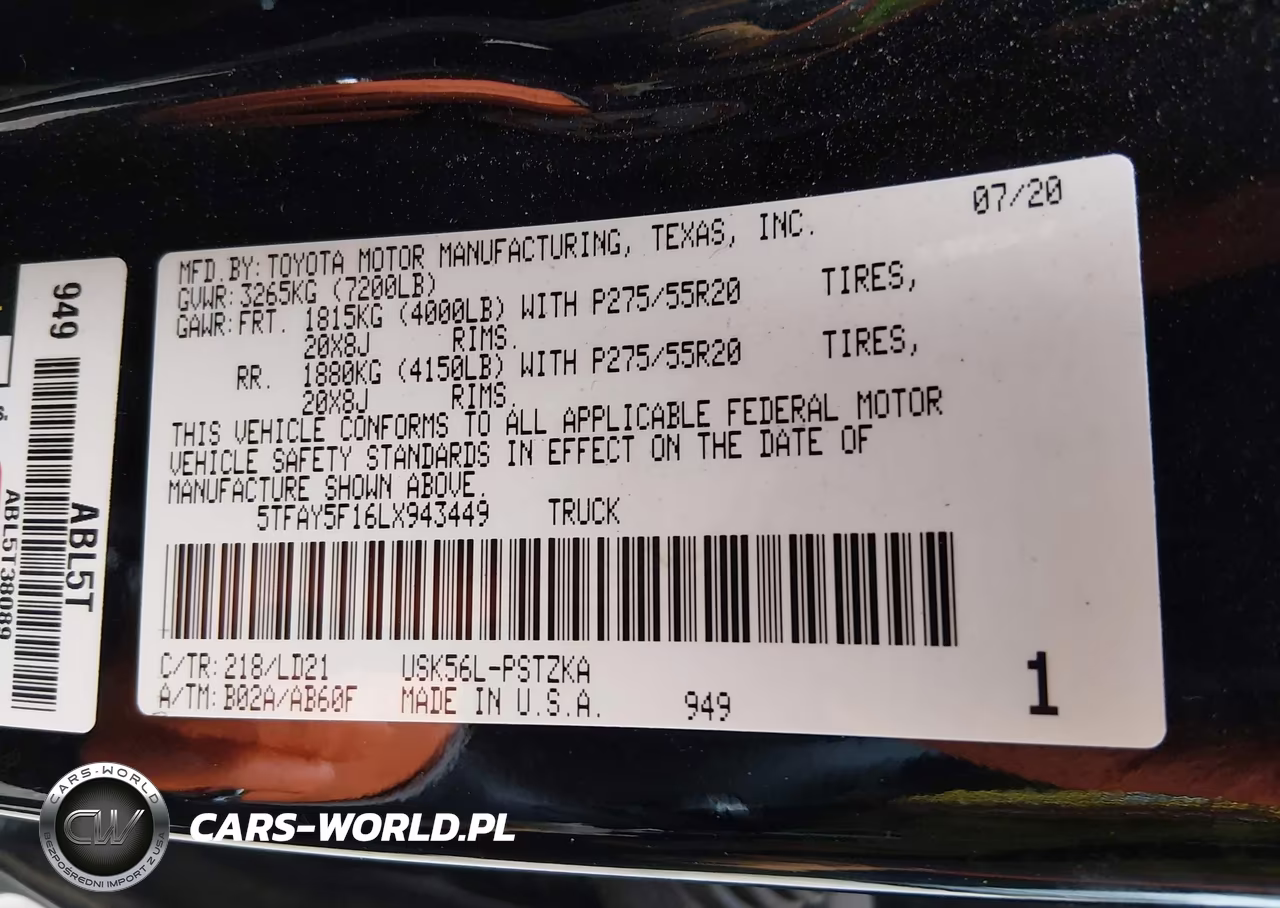 2020 Toyota Tundra 1794 Edition VIN:5TFAY5F16LX943449 - 9