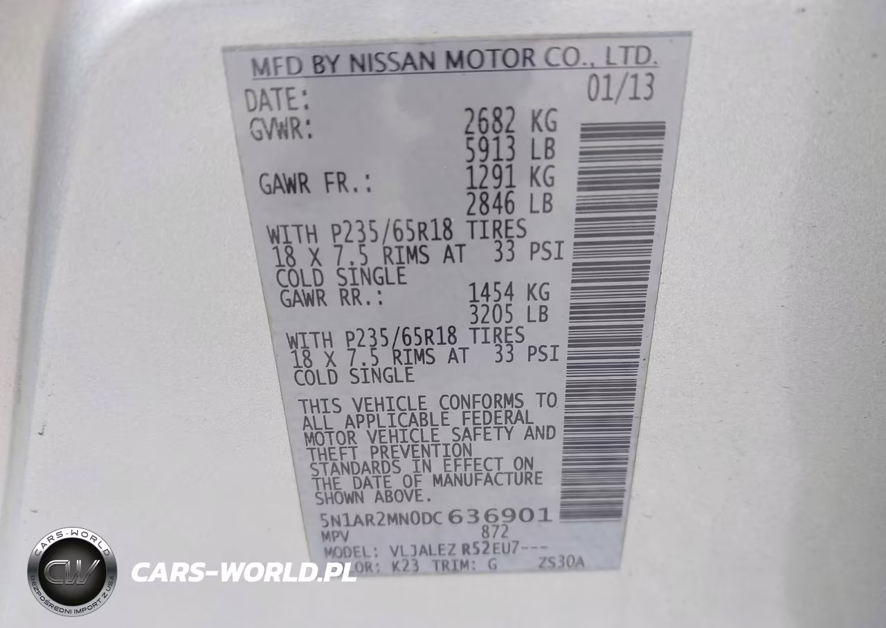 2013 Nissan Pathfinder Sv VIN:5N1AR2MN0DC636901 - 9