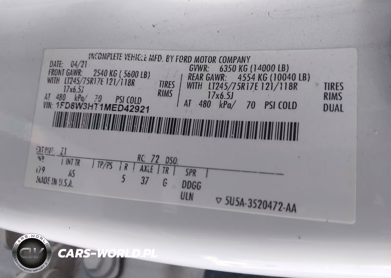 2021 Ford F-350 Chassis Xl VIN:1FD8W3HT1MED42921 - 9
