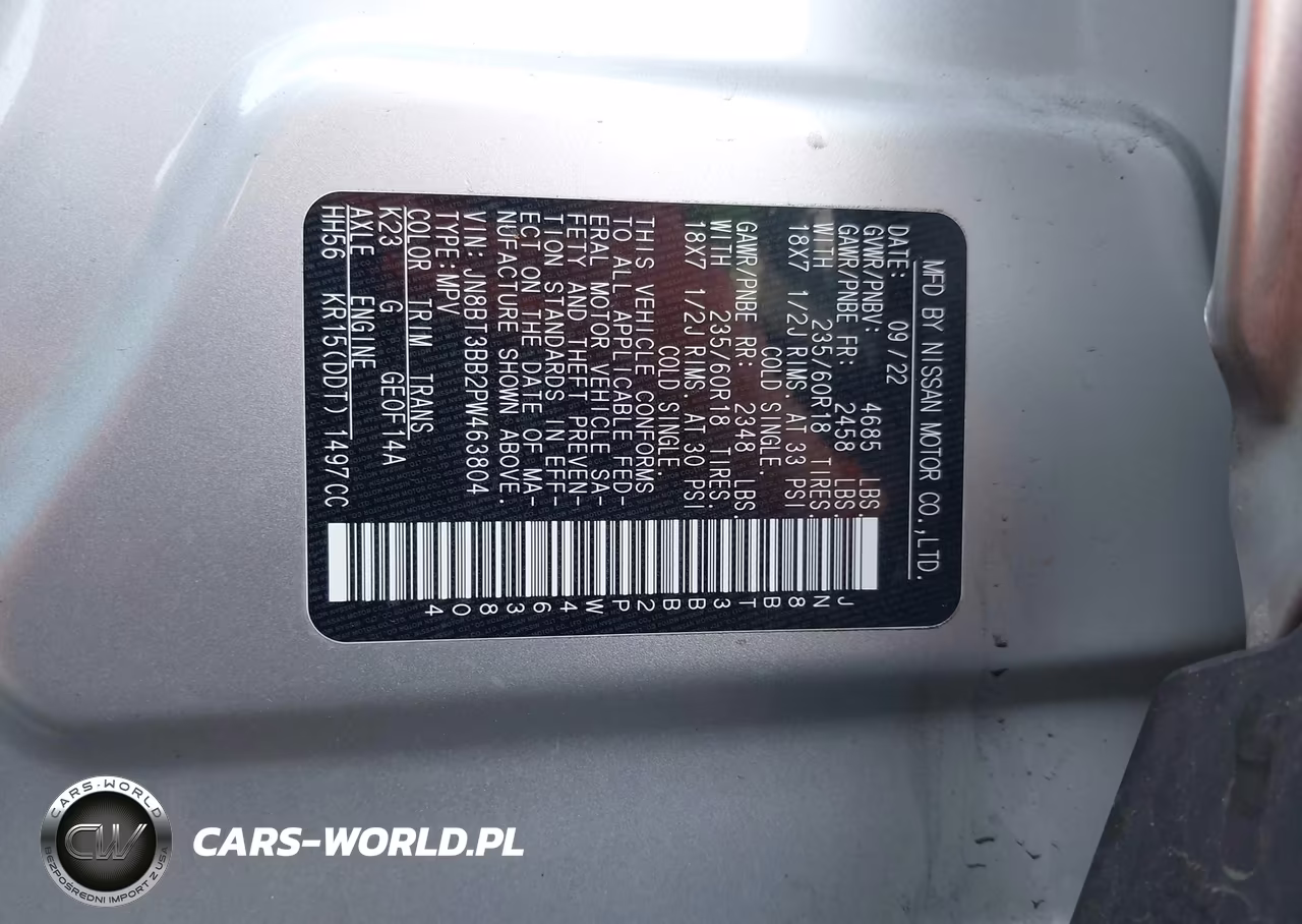 2023 Nissan Rogue Sv Intelligent Awd VIN:JN8BT3BB2PW463804 - 9