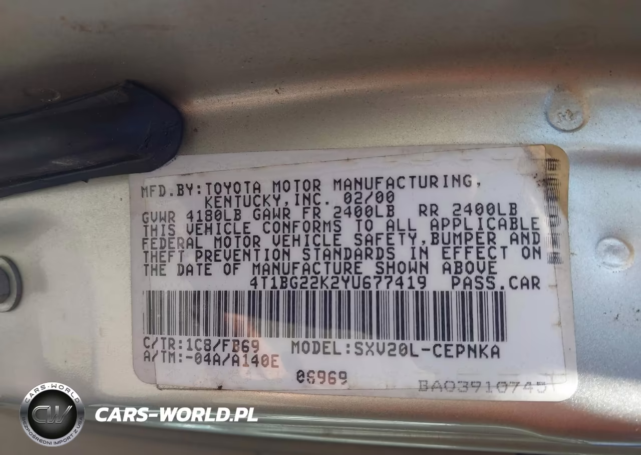 2000 Toyota Camry Le VIN:4T1BG22K2YU677419 - 9