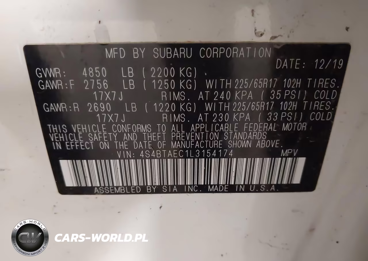 2020 Subaru Outback Premium VIN:4S4BTAEC1L3154174 - 9