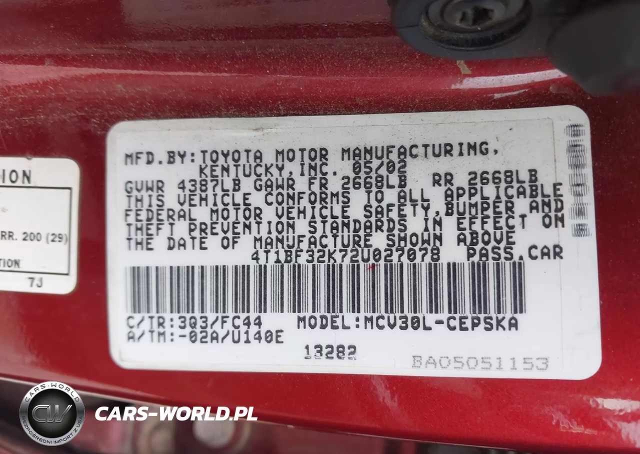 2002 Toyota Camry Se V6 VIN:4T1BF32K72U027078 - 9