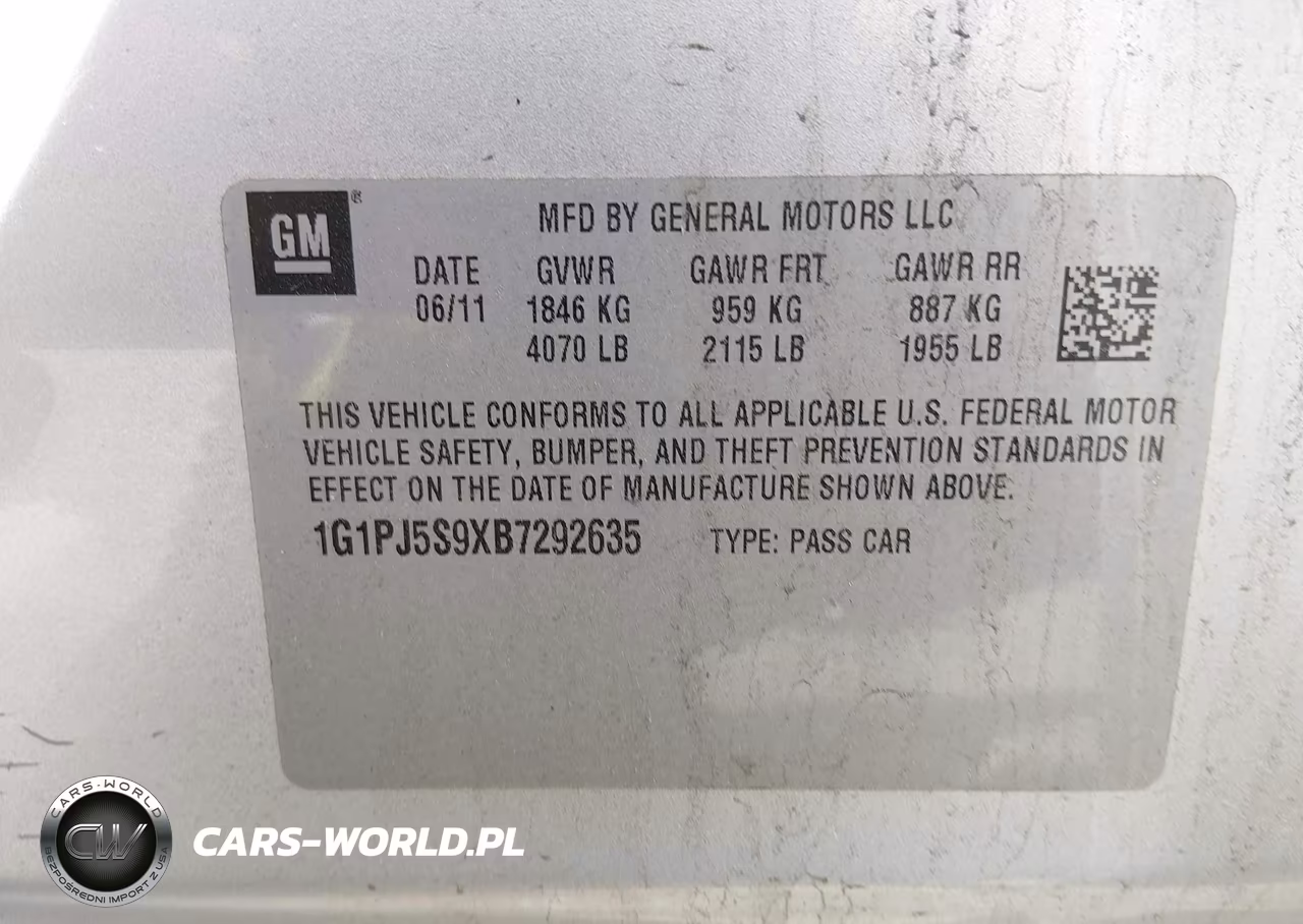 2011 Chevrolet Cruze Eco VIN:1G1PJ5S9XB7292635 - 9