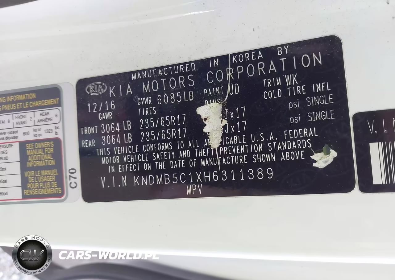2017 Kia Sedona Lx VIN:KNDMB5C1XH6311389 - 9