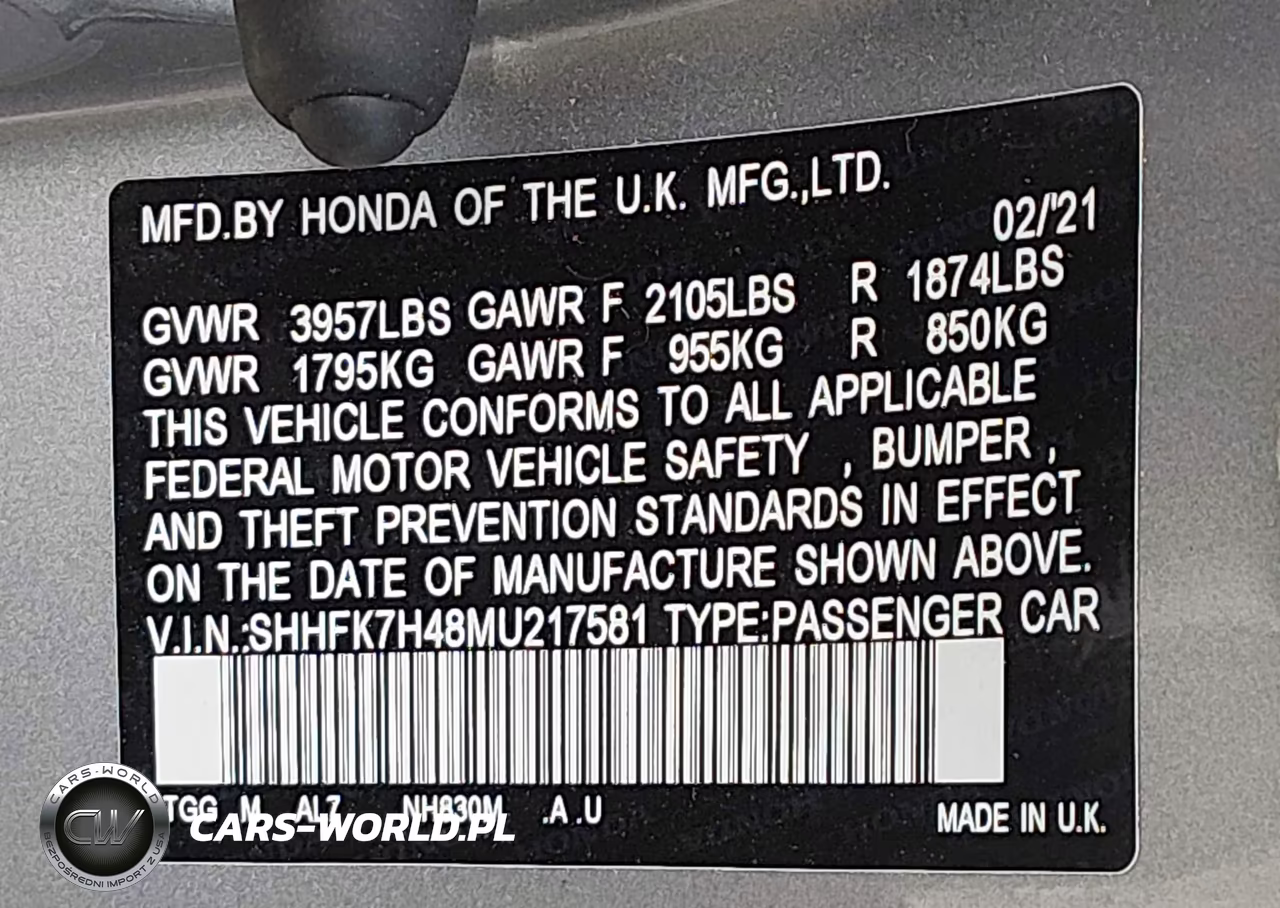 2021 Honda Civic Sport VIN:SHHFK7H48MU217581 - 9