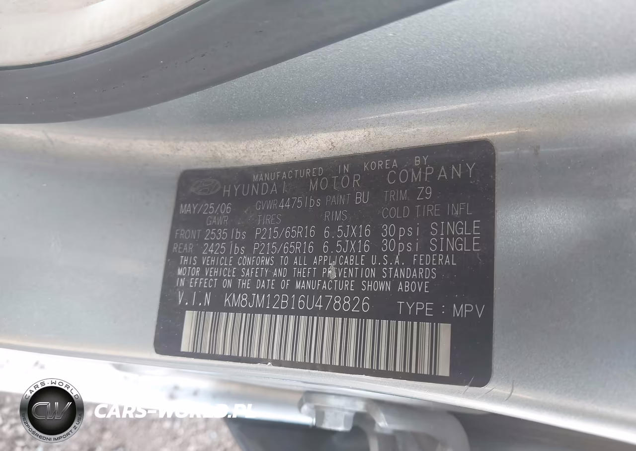 2006 Hyundai Tucson Gl VIN:KM8JM12B16U478826 - 9