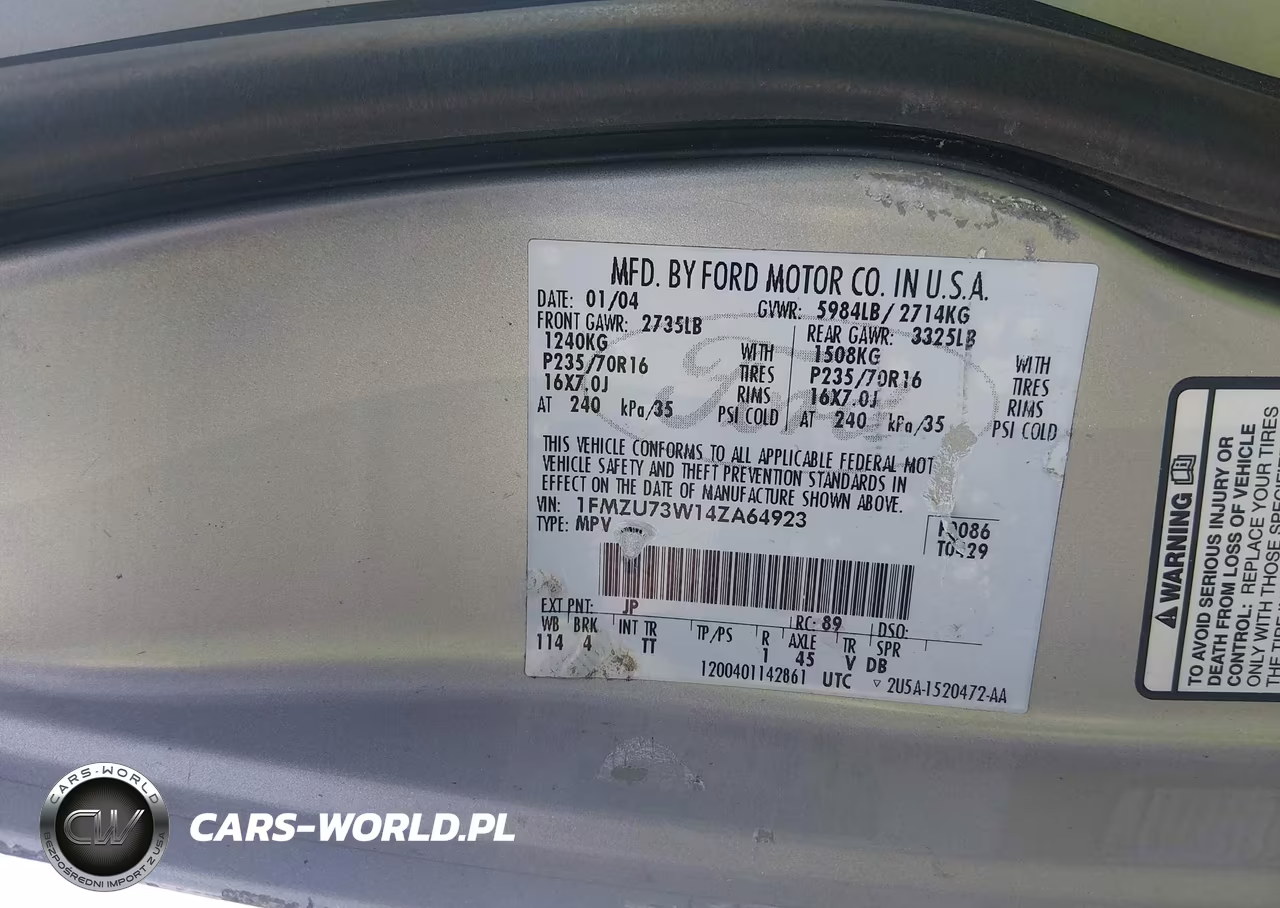 2004 Ford Explorer Nbx-Xlt VIN:1FMZU73W14ZA64923 - 9