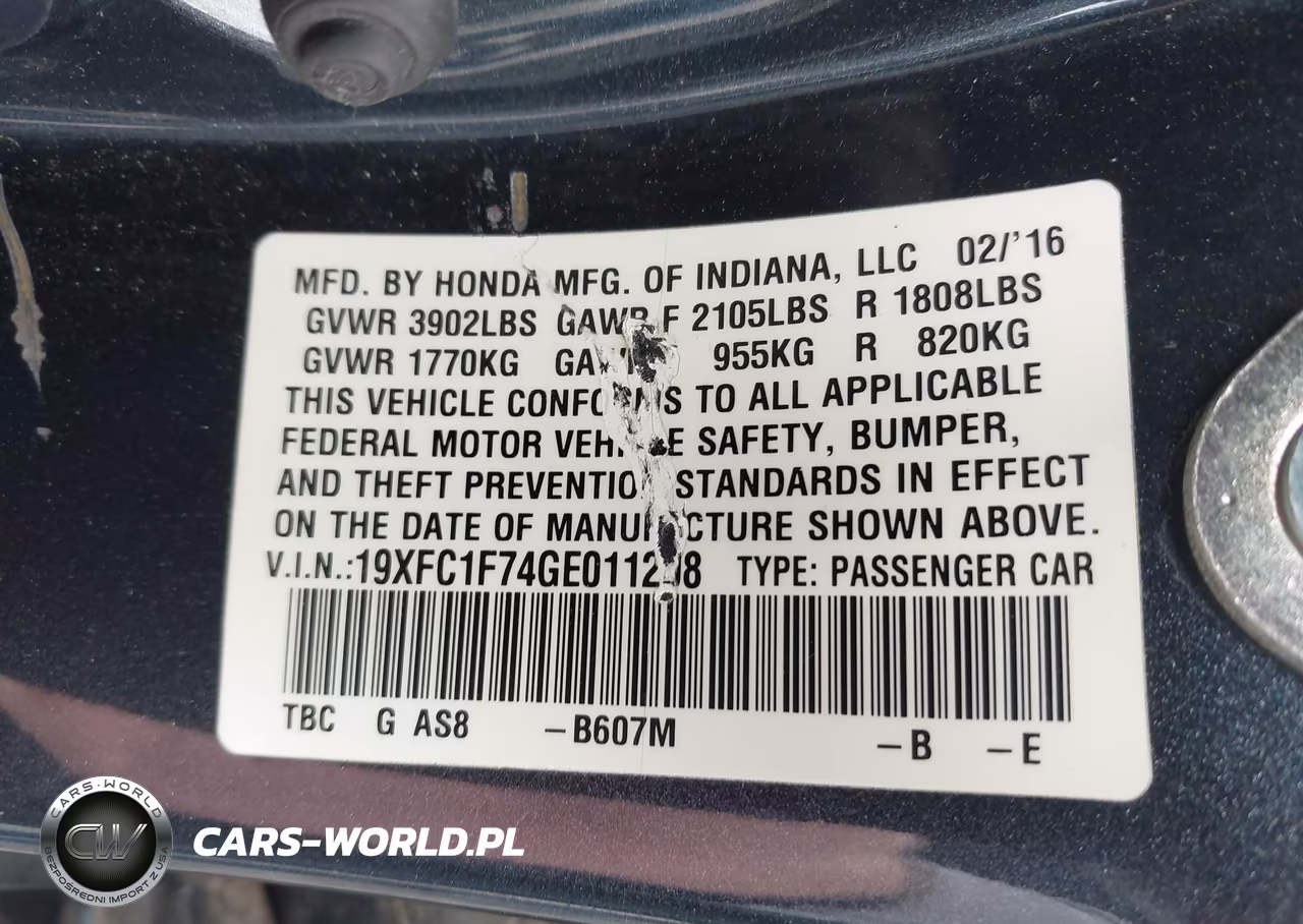 2016 Honda Civic Ex-L VIN:19XFC1F74GE011208 - 9