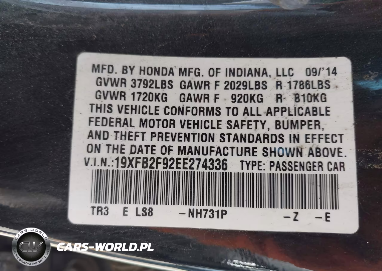 2014 Honda Civic Ex-L VIN:19XFB2F92EE274336 - 9