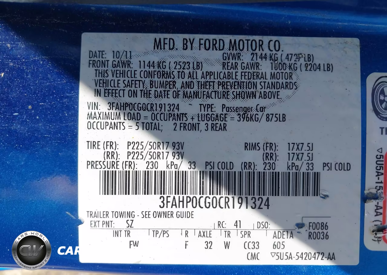 2012 Ford Fusion Sel VIN:3FAHP0CG0CR191324 - 9