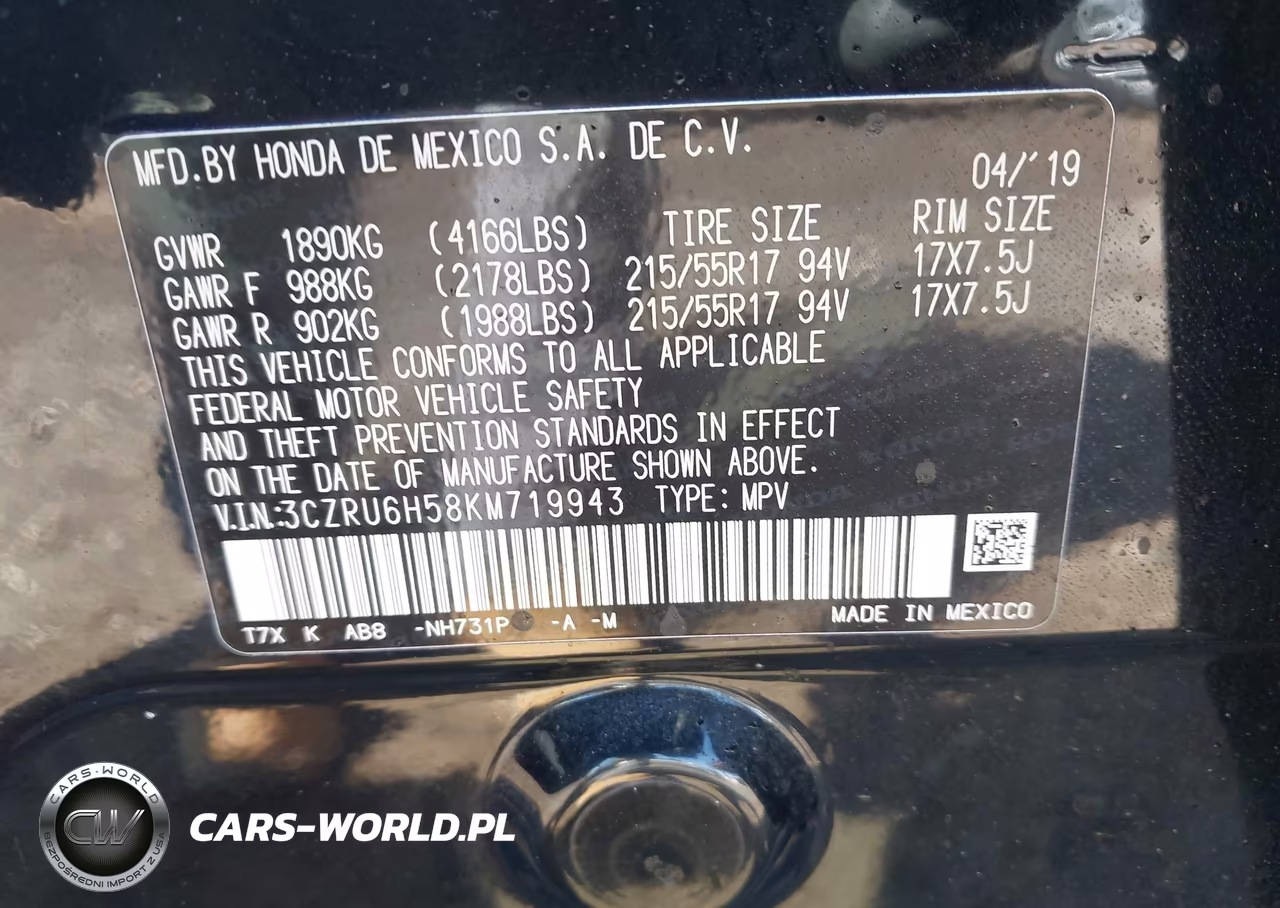 2019 Honda Hr-V Ex VIN:3CZRU6H58KM719943 - 9