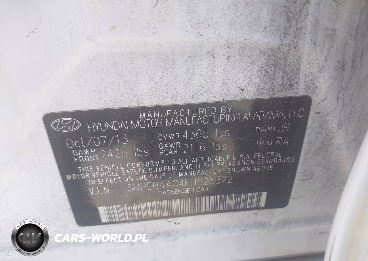 2014 Hyundai Sonata Gls VIN:5NPEB4AC4EH825372 - 9