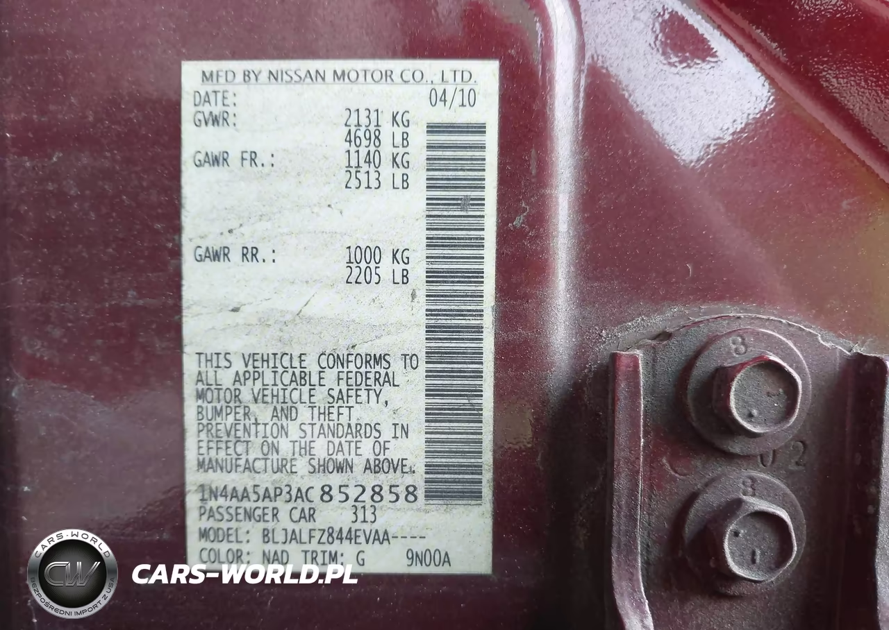 2010 Nissan Maxima 3.5 Sv VIN:1N4AA5AP3AC852858 - 9