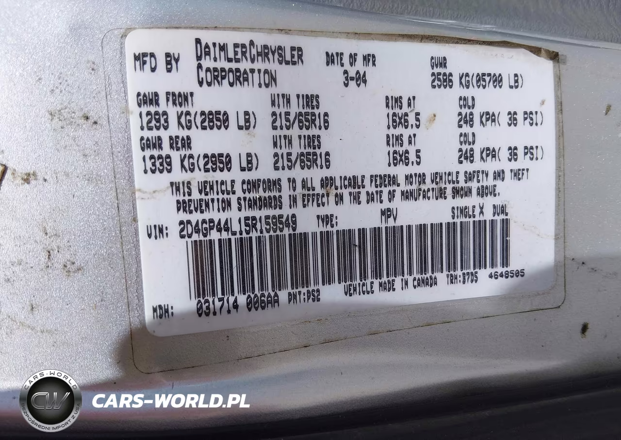 2005 Dodge Grand Caravan Sxt VIN:2D4GP44L15R159549 - 9