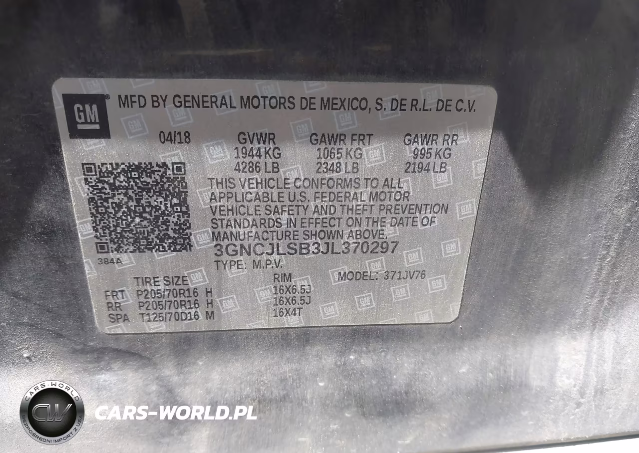 2018 Chevrolet Trax Lt VIN:3GNCJLSB3JL370297 - 9